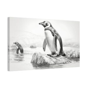 Penguins Fishing Sketch (Stretched Canvas, 0.75")