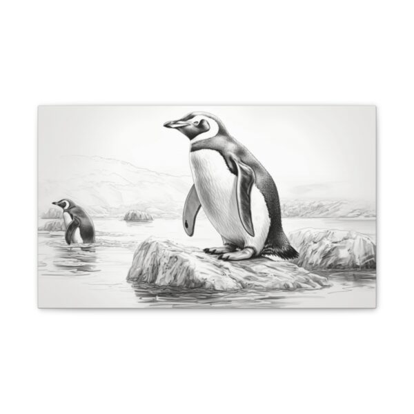 Penguins Fishing Sketch (Stretched Canvas, 0.75") - Image 2