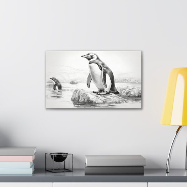 Penguins Fishing Sketch (Stretched Canvas, 0.75") - Image 3