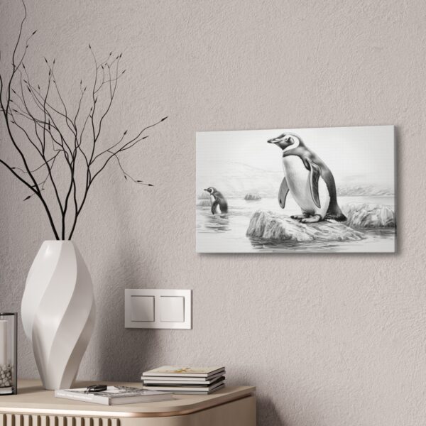 Penguins Fishing Sketch (Stretched Canvas, 0.75") - Image 4