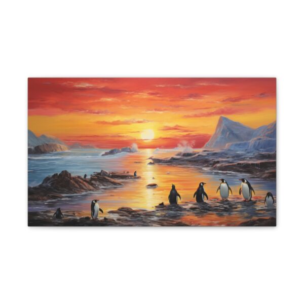 Penguins In A Sunset Paradise (Stretched Canvas, 0.75") - Image 2