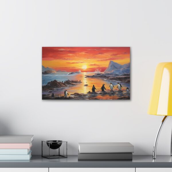 Penguins In A Sunset Paradise (Stretched Canvas, 0.75") - Image 3