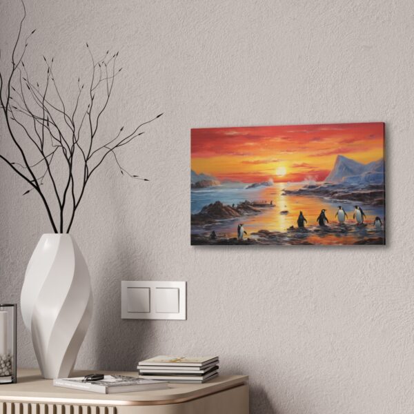 Penguins In A Sunset Paradise (Stretched Canvas, 0.75") - Image 4