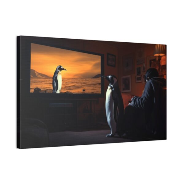 Penguin Watches Himself On TV (Stretched Canvas, 0.75")
