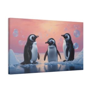 Tiny Penguins And Bubbles (Stretched Canvas, 0.75")