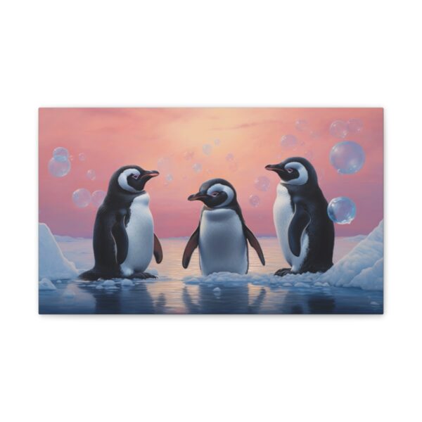 Tiny Penguins And Bubbles (Stretched Canvas, 0.75") - Image 2