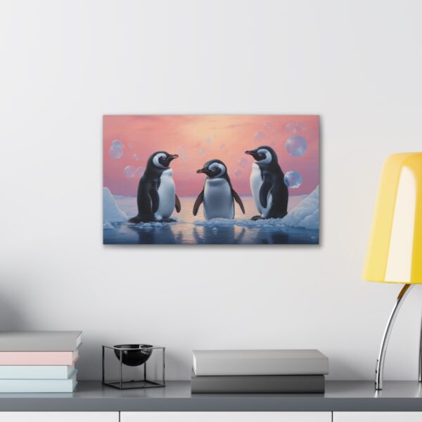 Tiny Penguins And Bubbles (Stretched Canvas, 0.75") - Image 3