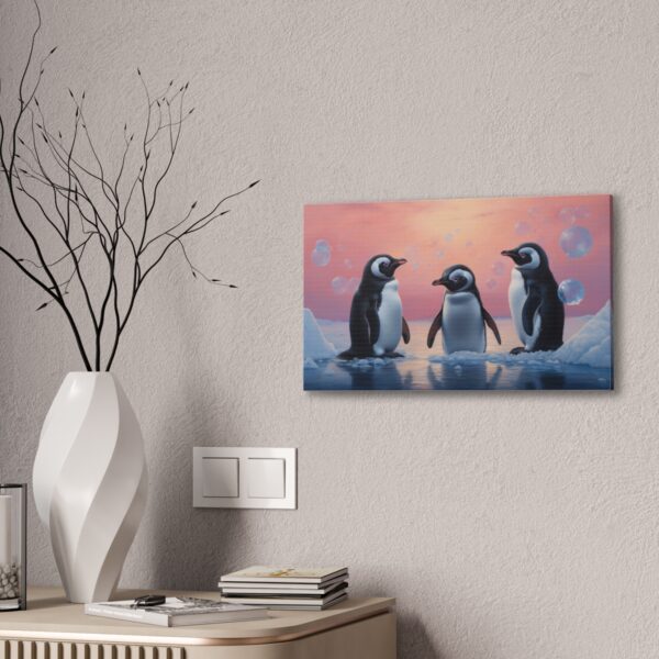 Tiny Penguins And Bubbles (Stretched Canvas, 0.75") - Image 4