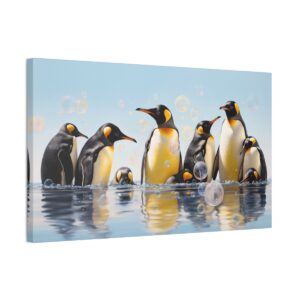 Penguins And Bubbles (Stretched Canvas, 0.75")