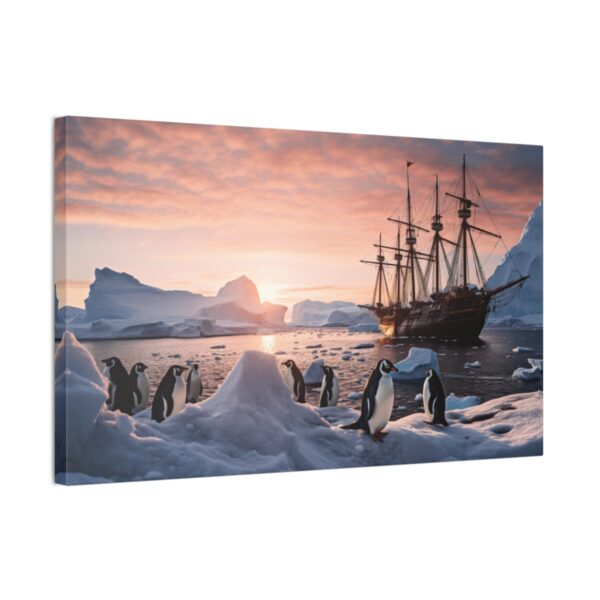 Penguins Watching A Ship (Stretched Canvas, 0.75")