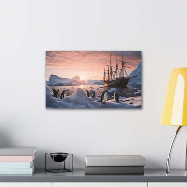 Penguins Watching A Ship (Stretched Canvas, 0.75") - Image 3