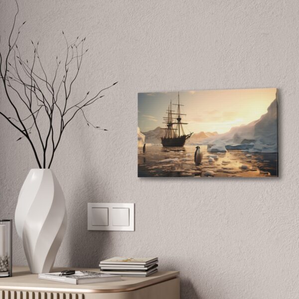 Penguins And A Sailing Ship (Stretched Canvas, 0.75") - Image 4