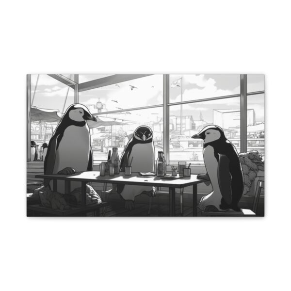 Penguins At A Bay Restaurant (Stretched Canvas, 0.75") - Image 2