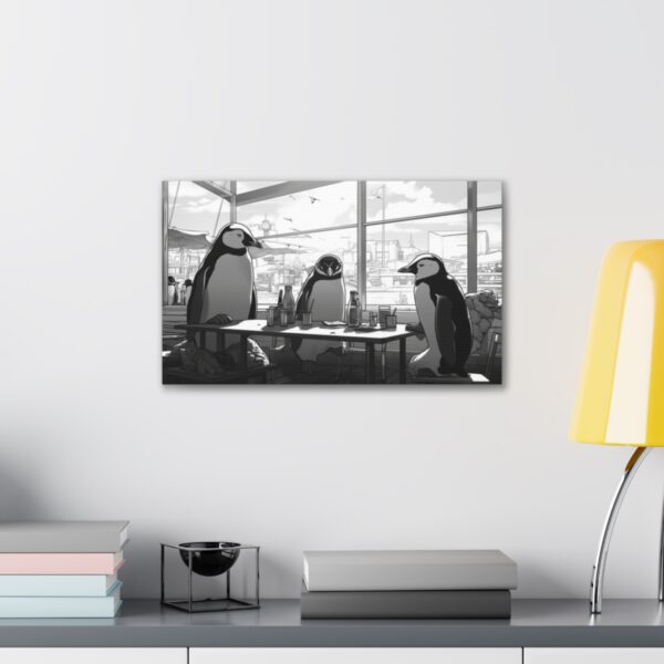 Penguins At A Bay Restaurant (Stretched Canvas, 0.75") - Image 3