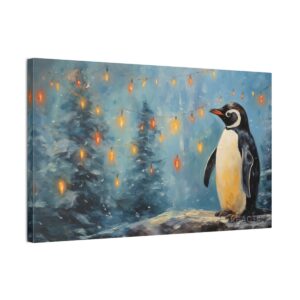Christmas Lights Penguin (Stretched Canvas, 0.75")