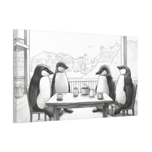 Discussion At Café Penguin (Stretched Canvas, 0.75")