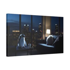 Upper-Class Nightlife Penguin (Stretched Canvas, 0.75")