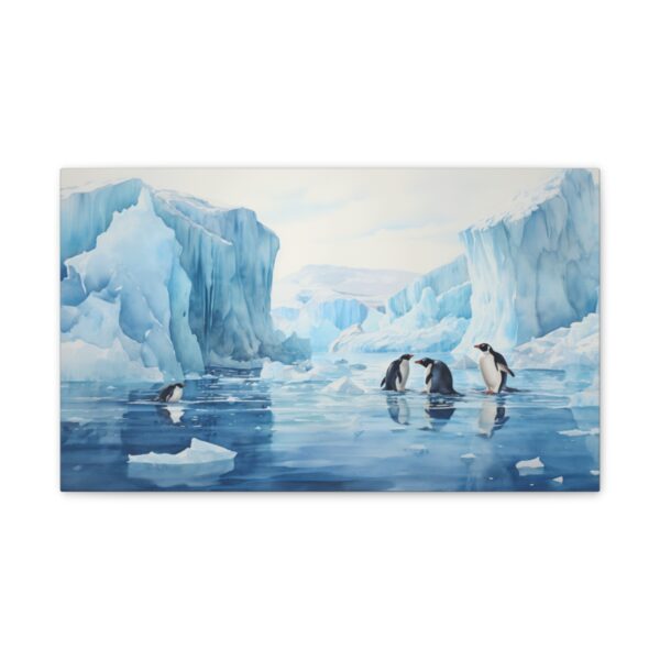 Penguins Playing On Ice (Stretched Canvas, 0.75") - Image 2