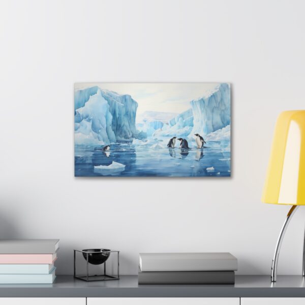 Penguins Playing On Ice (Stretched Canvas, 0.75") - Image 3