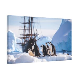 Penguins And A Ship (Stretched Canvas, 0.75")