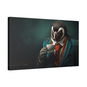 Classy Penguin Coffee (Stretched Canvas, 0.75")